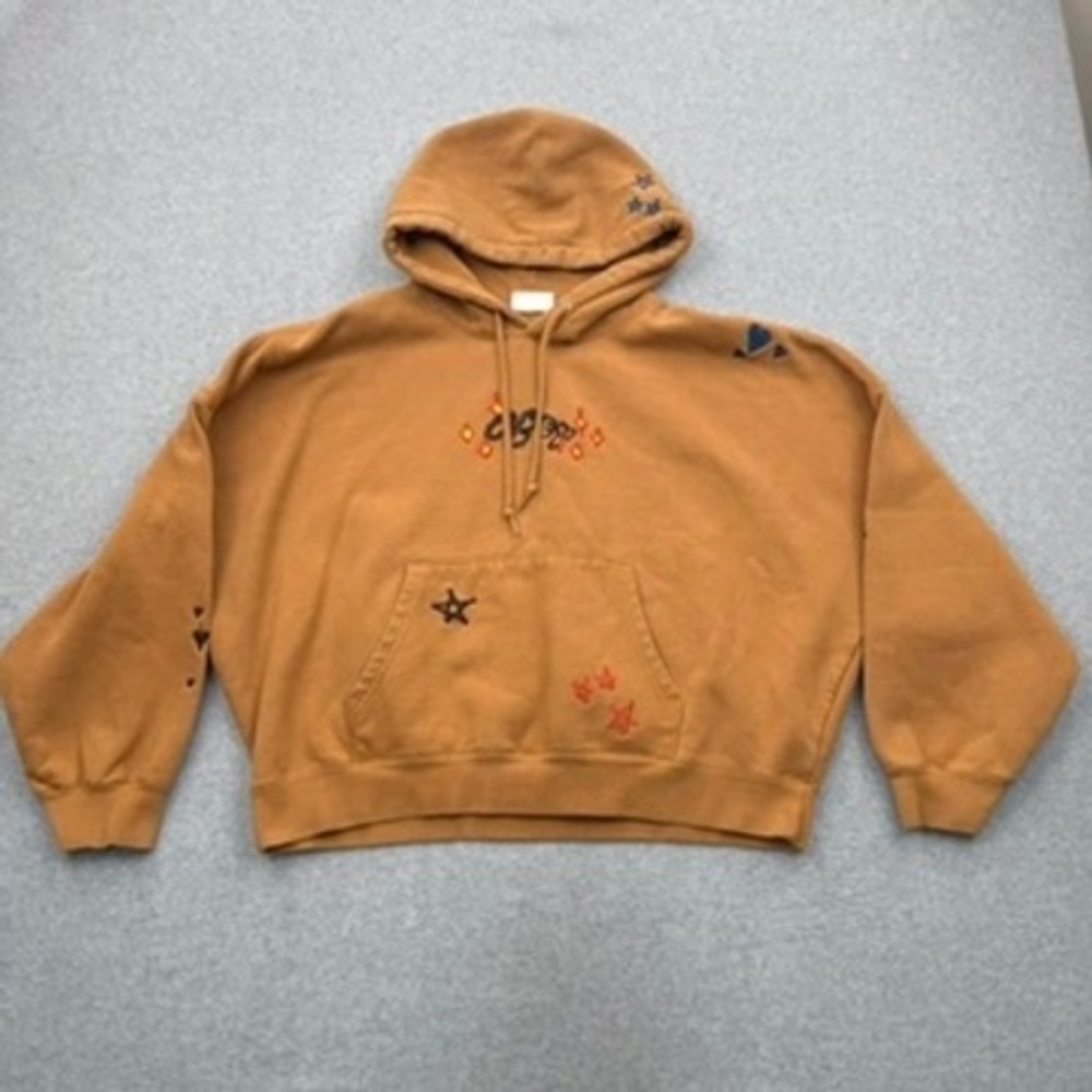Obey Hoodie Mens Medium Streetwear Embroidered Star Heart Caterpillar Brown